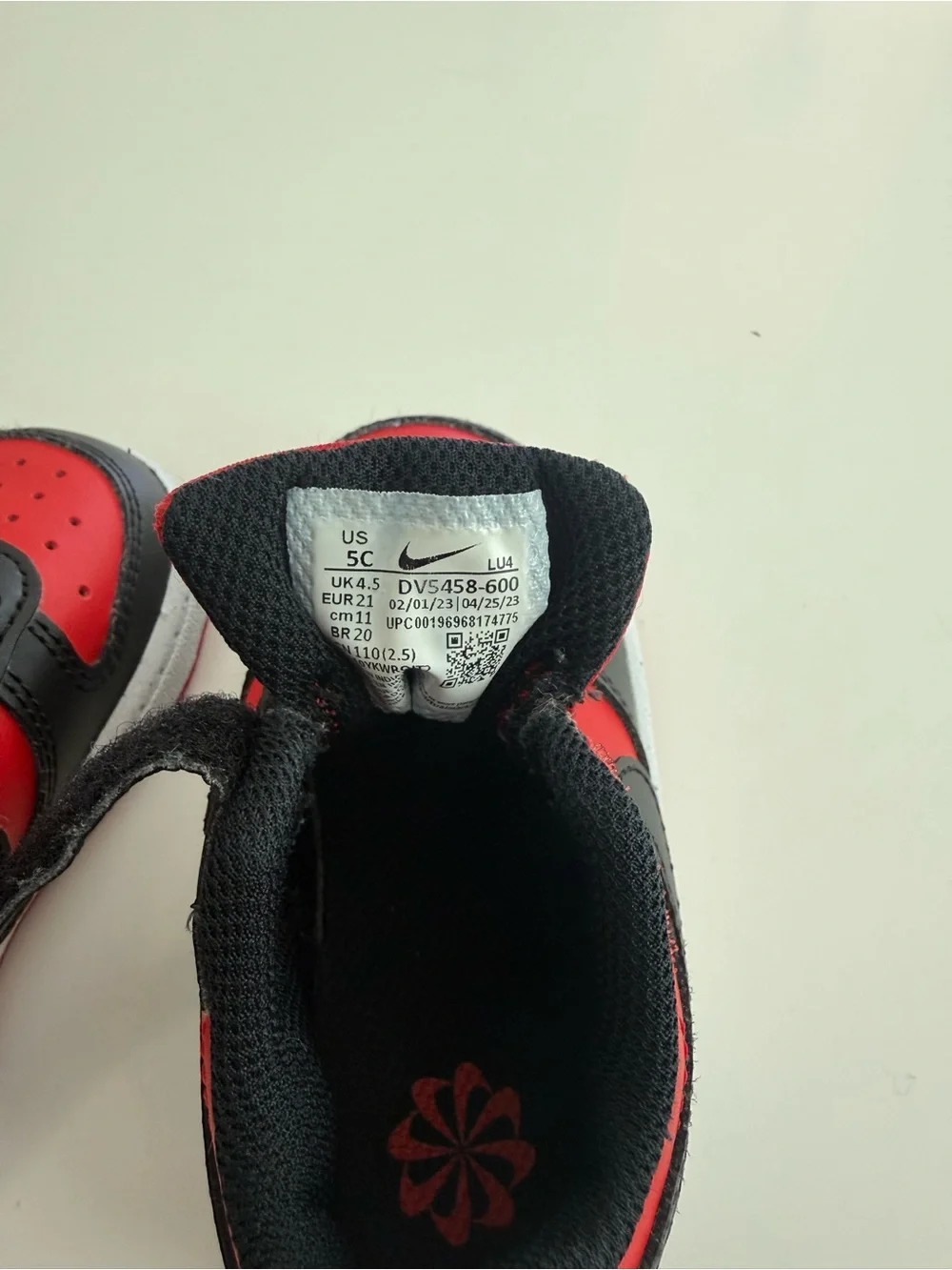 Nike Kids Red and Black Velcro Strap Sneakers
